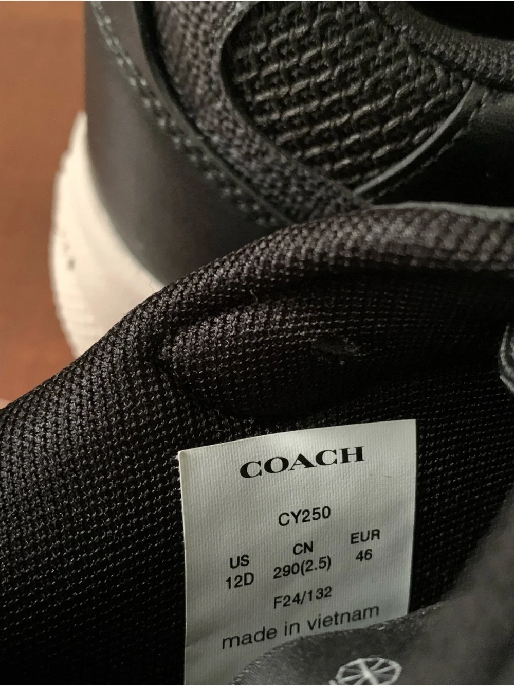 Coach Strider Black Leather Men's Low Top Sneakers (CY250) New with box Size 12